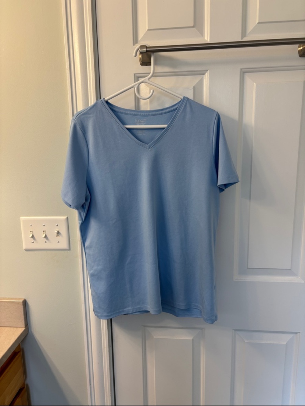 L.L. Bean Women's Pale Blue V-Neck Short Sleeve Tee